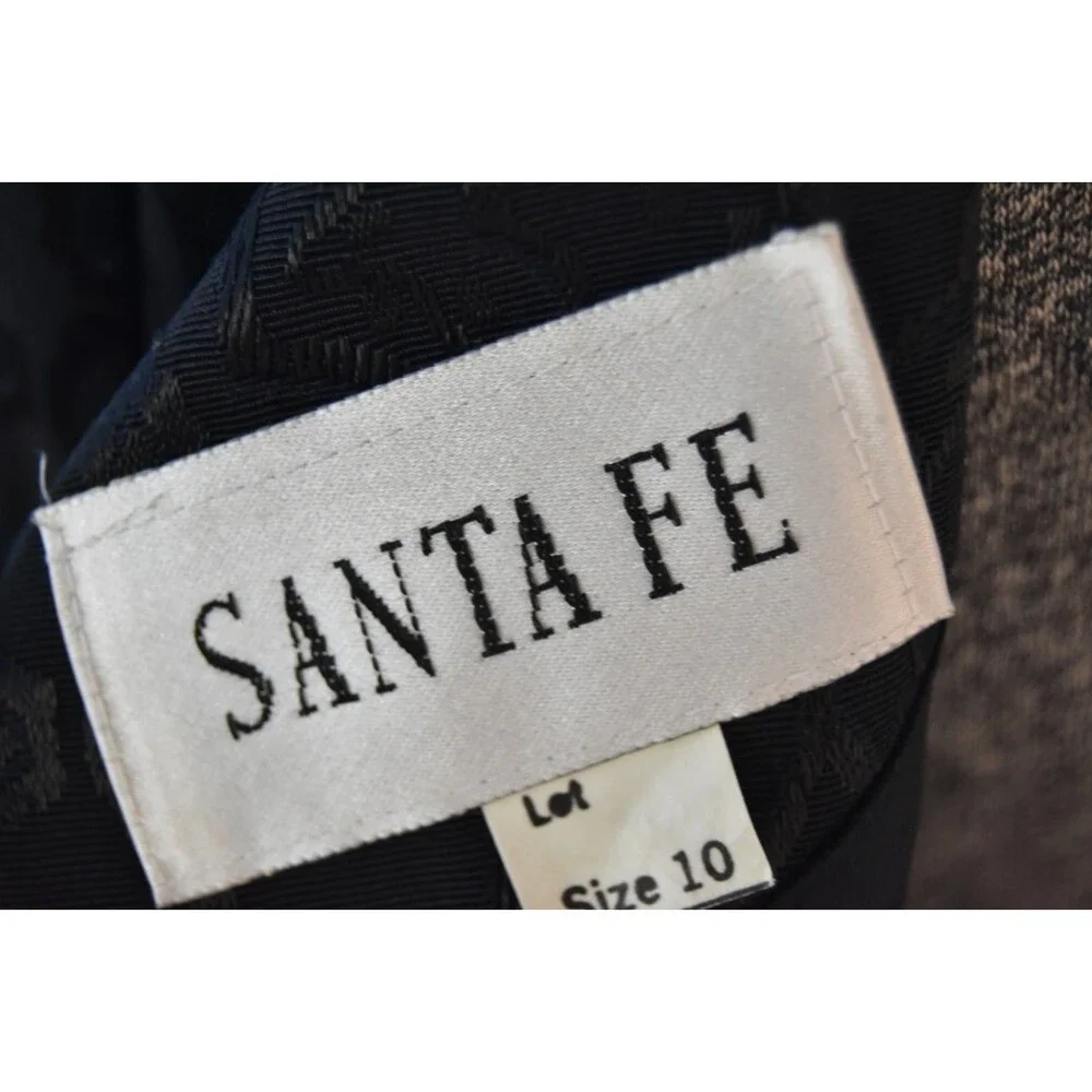 Vintage 1980s Santa Fe Dress Black Brocade Lined W Silver Tone Belt Size Medium
